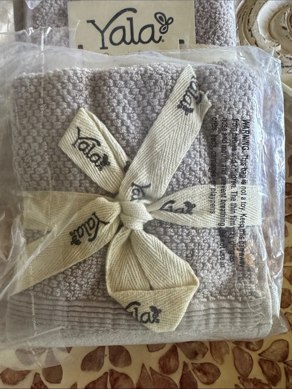 NWT 4 Yala Organic Cotton Plush Tan Terry Cloth Washcloths soft thick luxurious